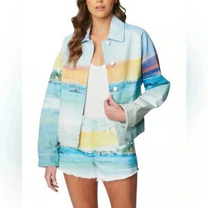 Blank NYC Lost In Paradise Painted Denim Jacket Size M NWT